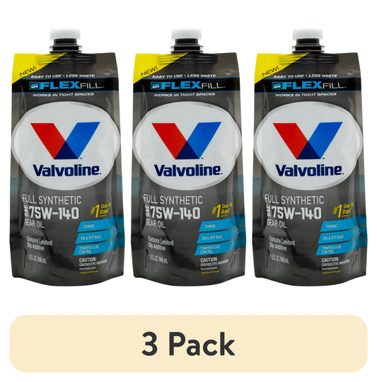 (3 pack) Valvoline Flex Fill 75W-140 Full Synthetic Gear Oil 1 QT Squeeze Pouch