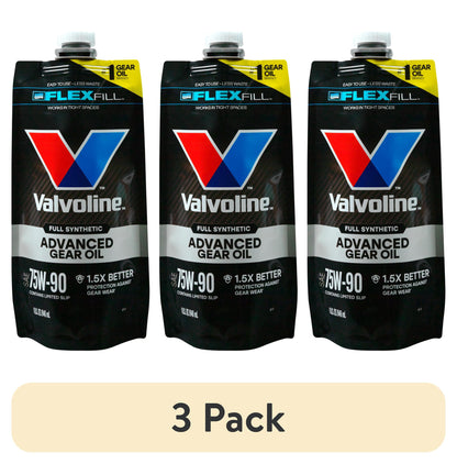 (3 pack) Valvoline FlexFill Advanced Full Synthetic 75W-90 Gear Oil 1 Quart Pouch