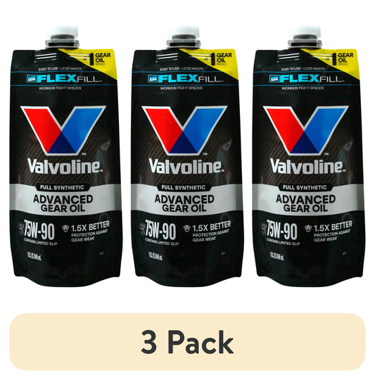 (3 pack) Valvoline FlexFill Advanced Full Synthetic 75W-90 Gear Oil 1 Quart Pouch