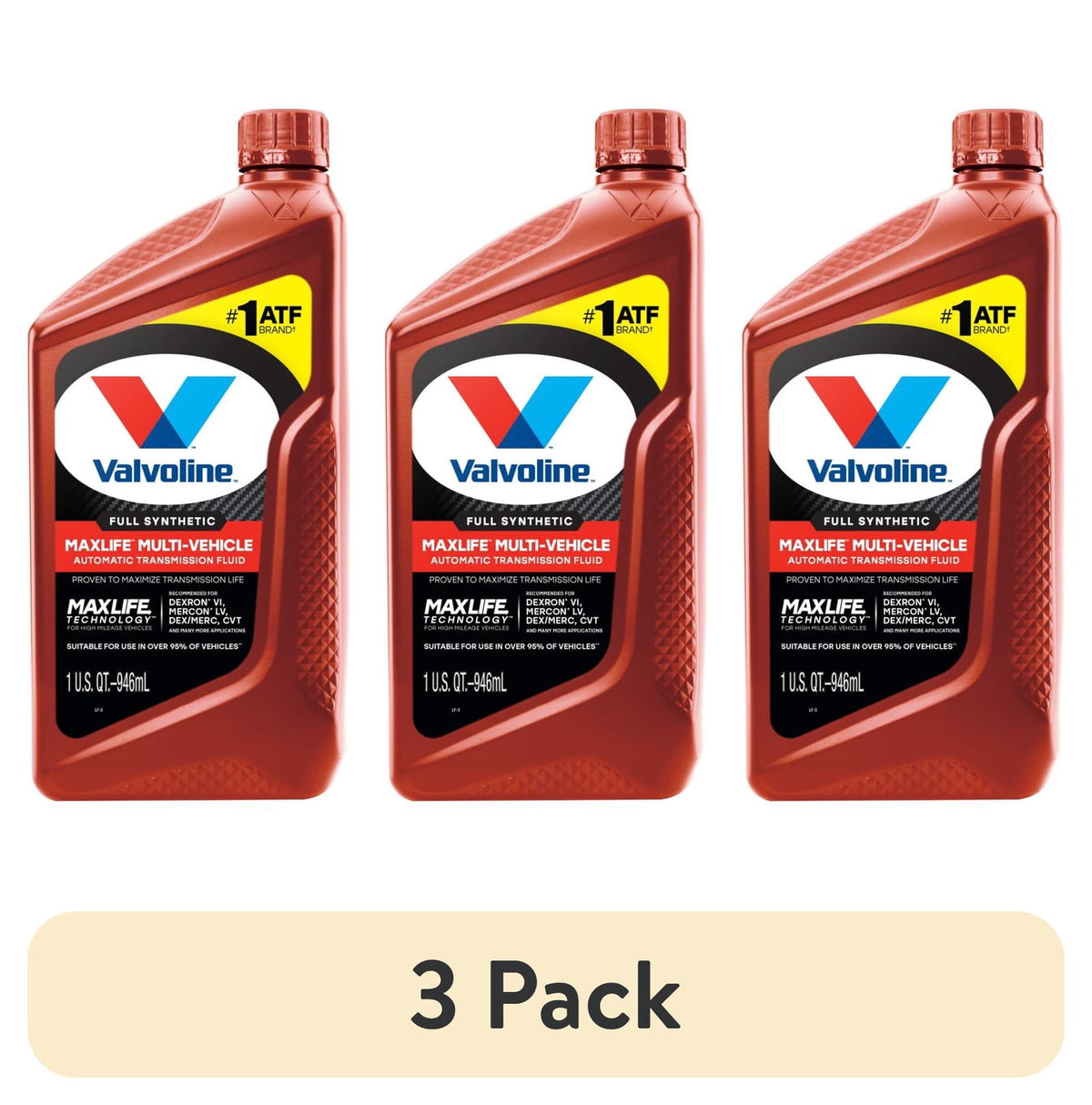 (5 pack) Valvoline MaxLife Multi-Vehicle Full Synthetic Automatic Transmission Fluid 1 QT