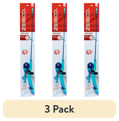 (3 pack) Zebco Kids Splash Floating Spincast Reel and Fishing Rod Combo, 29-Inch 1-Piece Fishing Pole, Size 20 Reel, Right-Hand Retrieve, Blue