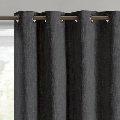 (2 pack) Better Homes & Gardens Solid Woven Textured Grommet Blackout Curtain Panel, 1-Piece, Black, 50" W x 63" L