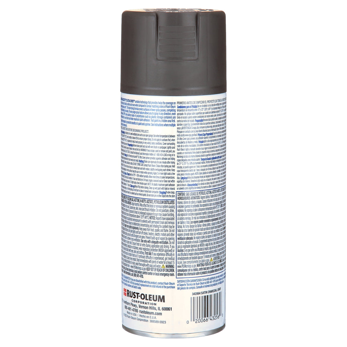(6 pack) Charcoal Gray, Rust-Oleum American Accents 2X Ultra Cover Satin Spray Paint-342064, 12 oz