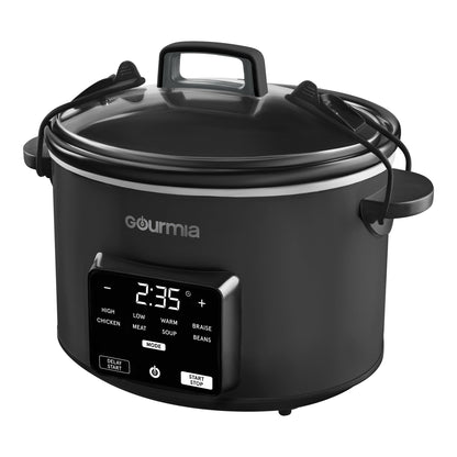 Gourmia Programmable Slow Cooker 4.5 Qt with Digital Controls and Auto Keep Warm, Black