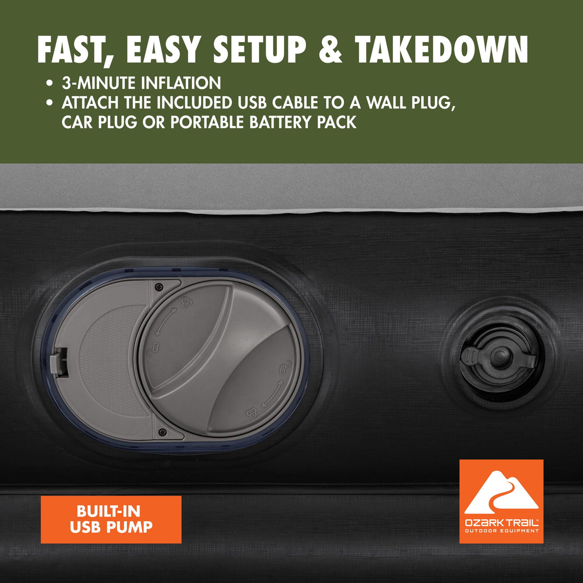 Ozark Trail 13 in Full Air Mattress with Built-In USB Pump