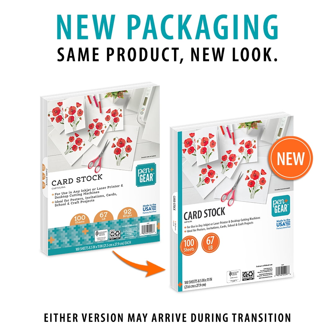 Pen+Gear White Card Stock, 8.5 x 11 in, 67 lb/147 gsm, 800 Sheets