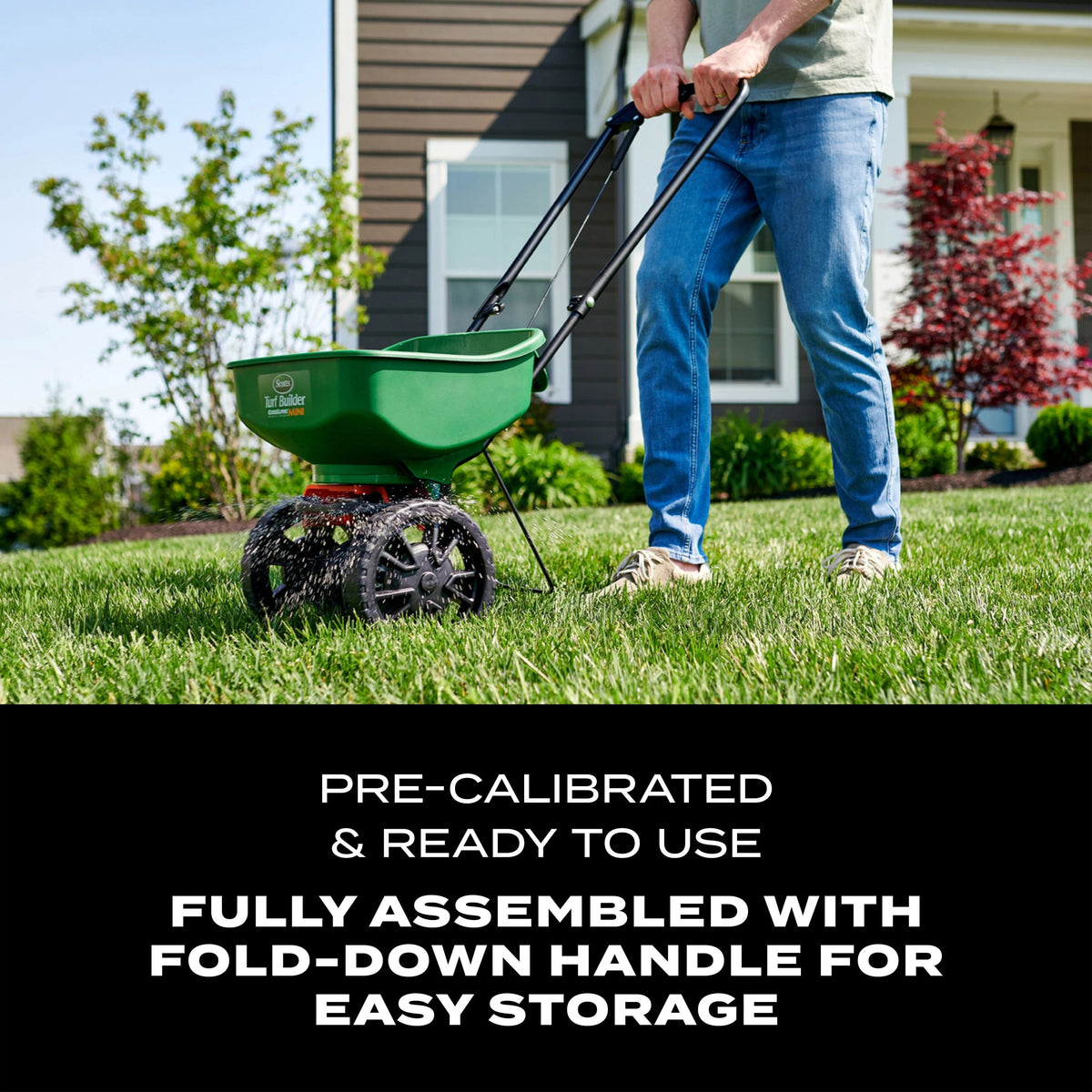 Scotts Turf Builder EdgeGuard Mini Broadcast Spreader for Grass Seed, Fertilizer, Salt, Ice Melt