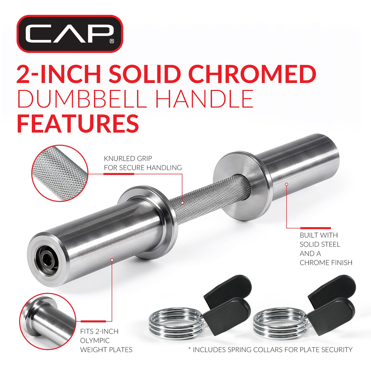 (2 pack) CAP Barbell 16in Single Olympic Dumbbell Handle