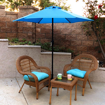 Kool 7.5ft Patio Umbrella with Crank Handle, Outdoor Market Umbrella with 6 Sturdy Umbrella Ribs Waterproof for Garden, Deck, Backyard, Pool, Aqua