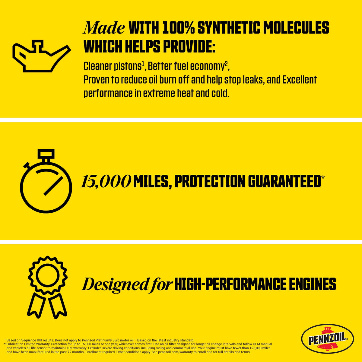 (2 pack) Pennzoil Platinum High Mileage Full Synthetic 10W-30 Motor Oil, 5 Quart