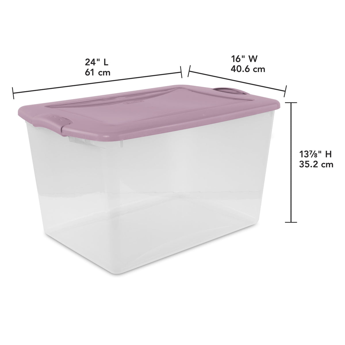 Sterilite Large Latching Storage Bin, 66 Quart Clear Plastic Storage Container with Latch Lid, Purple, 6 Pack