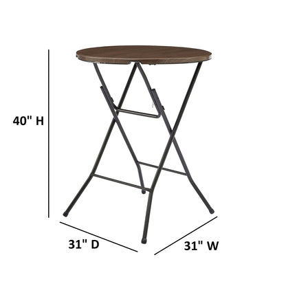 Mainstays 31 in Round High-Top Cocktail Folding Table, Walnut