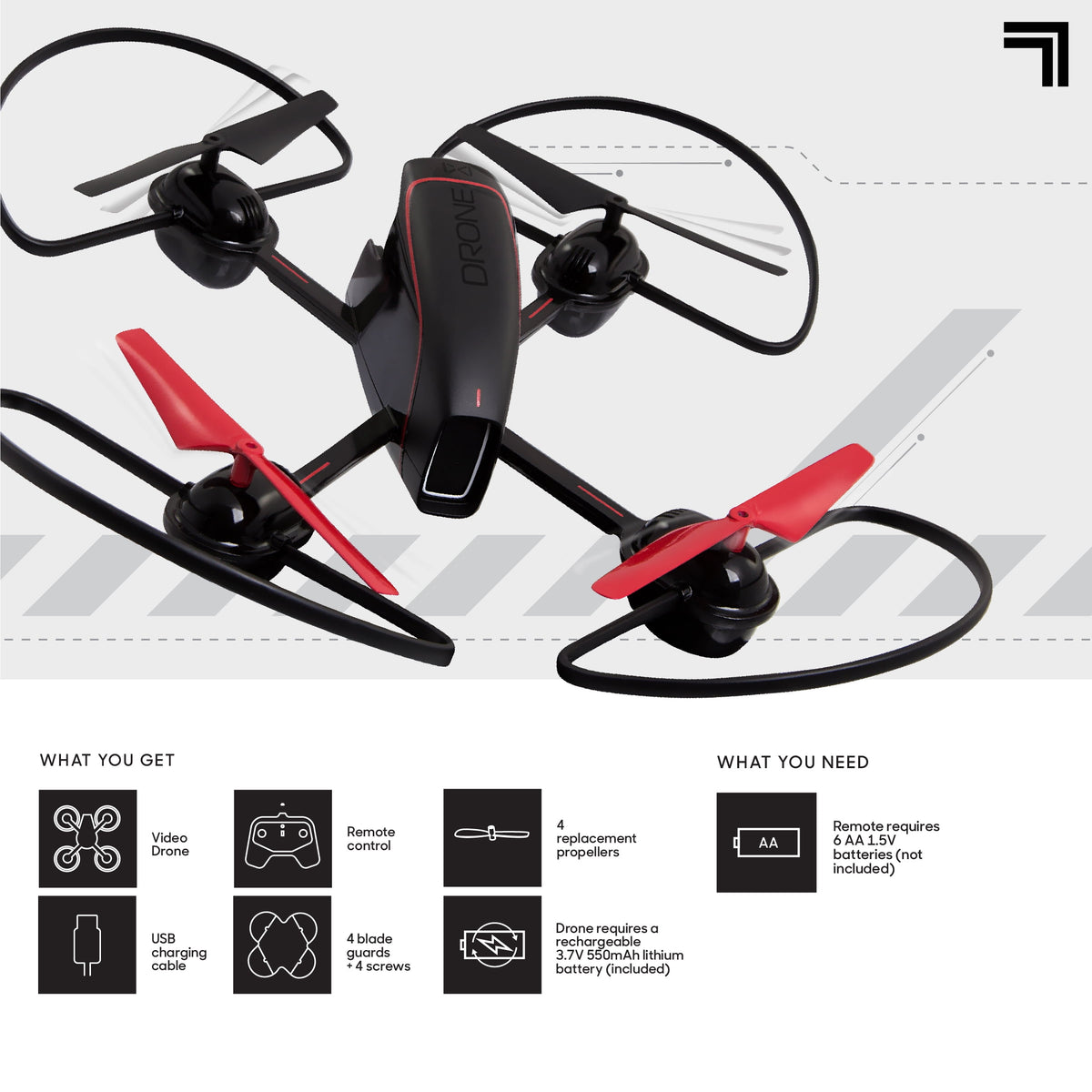 Sharper Image Mach X 10" Drone With Streaming Camera And Auto-Orientation Control