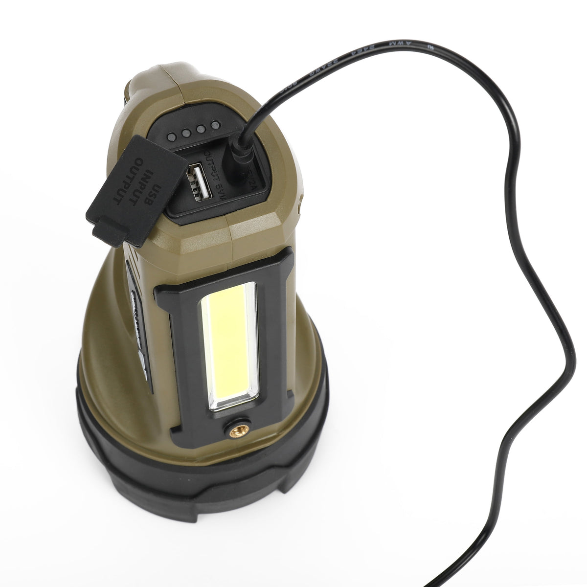 Ozark Trail 4000 Lumen Dual Source Rechargeable Flashlight with 5000 mAh Power Bank, Olive