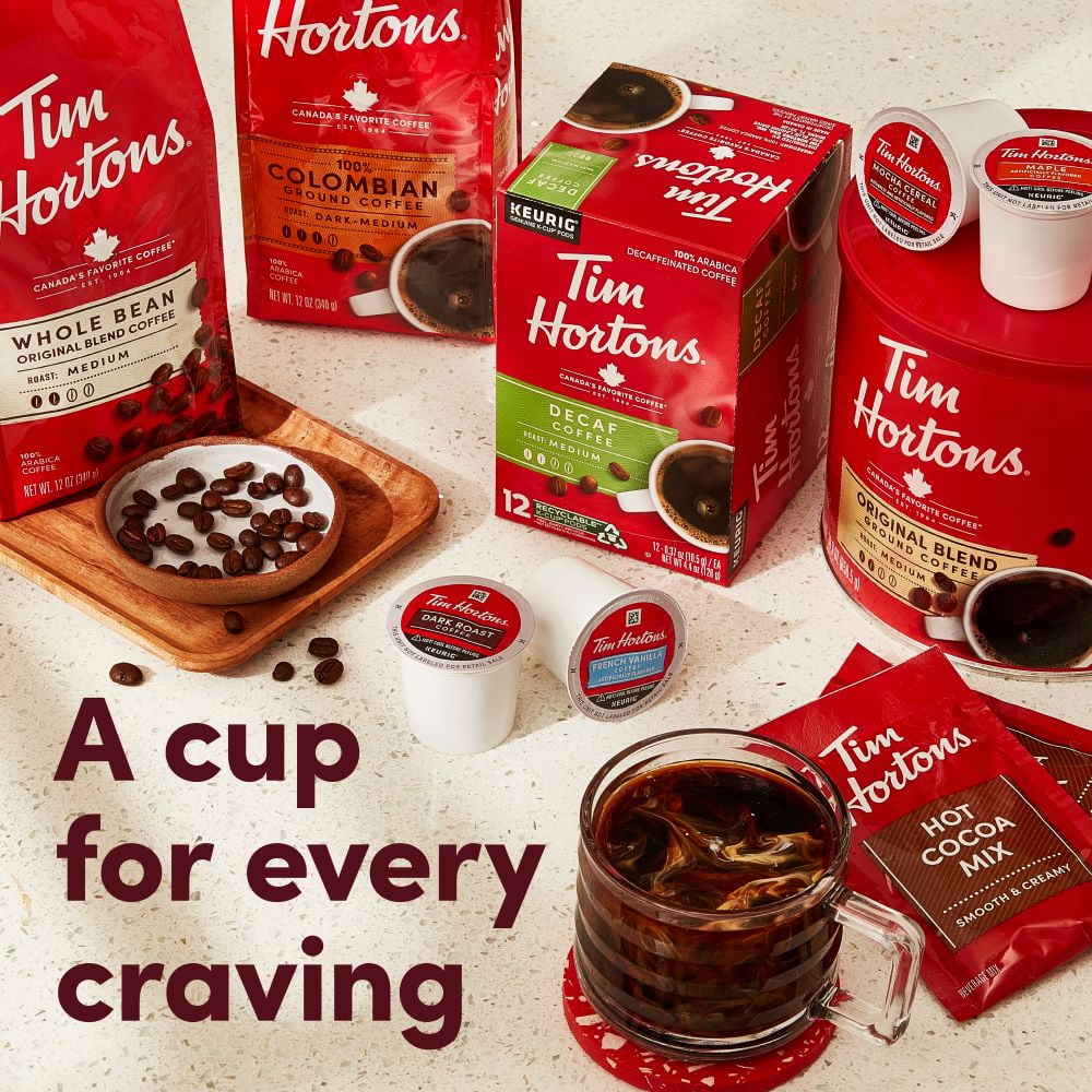 Tim Hortons Dark Roast K-Cup Coffee Pods for Keurig Brewers, Recyclable, 72 Ct