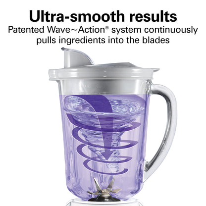 Hamilton Beach Wave Action Smoothie Blender, 48 oz Glass Jar 800 W 12-Function Countertop Blender for Kitchen, White