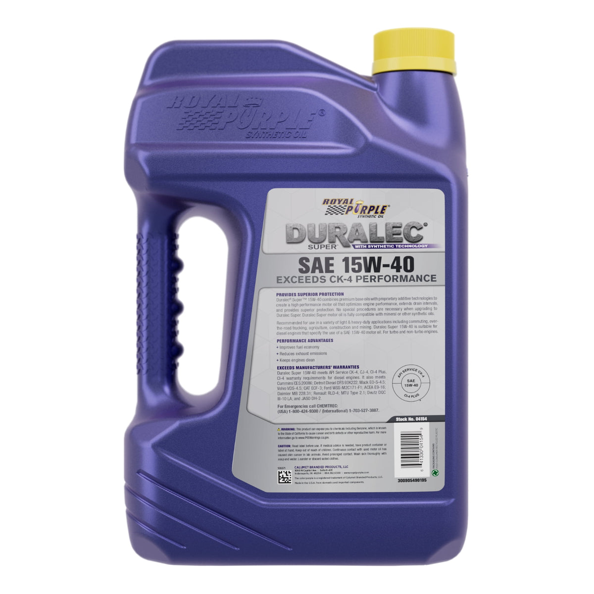 Royal Purple Duralec Super 15W-40 Diesel Motor Oil, Diesel Vehicles, 7.7 lbs, 1 Gallon