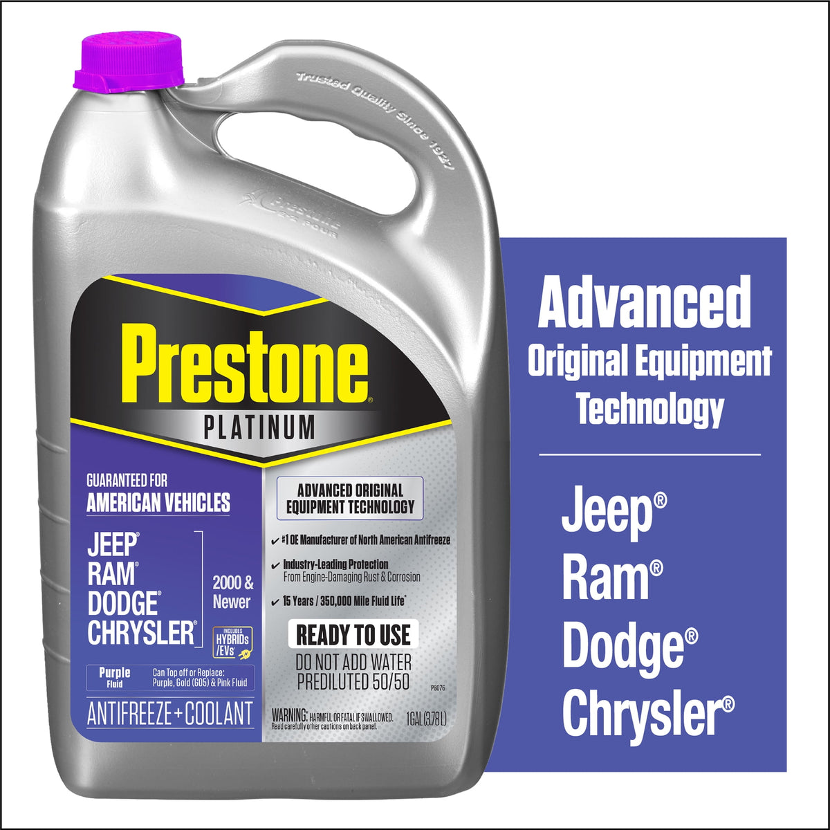 (2 pack) Prestone Platinum American Purple Antifreeze and Coolant 1 Gallon Prediluted