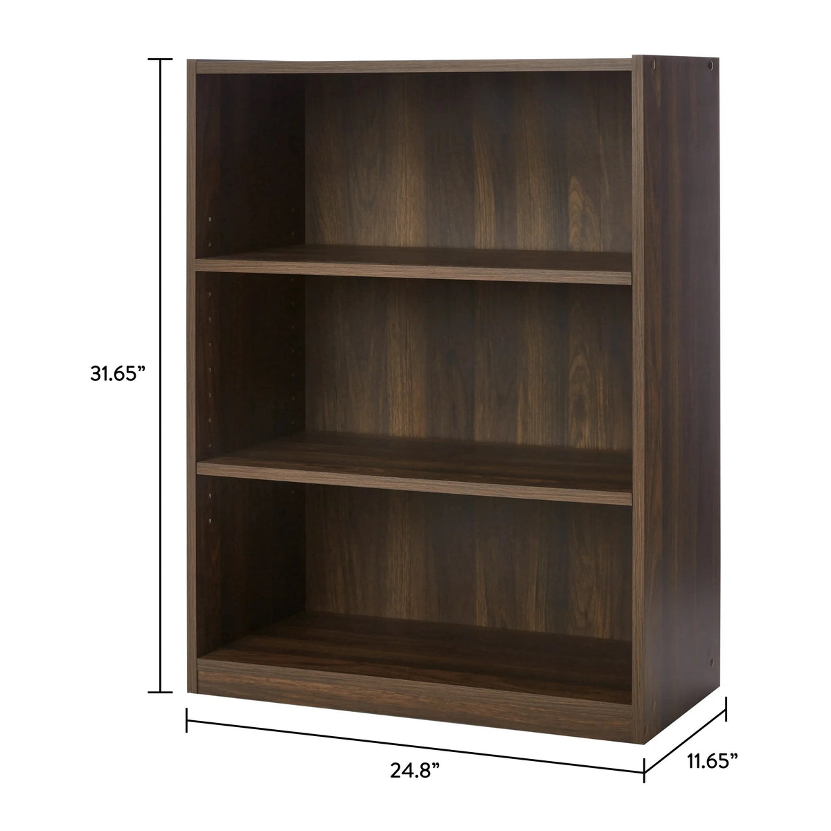 Mainstays 3-Shelf Bookcase with Adjustable Shelves, Canyon Walnut