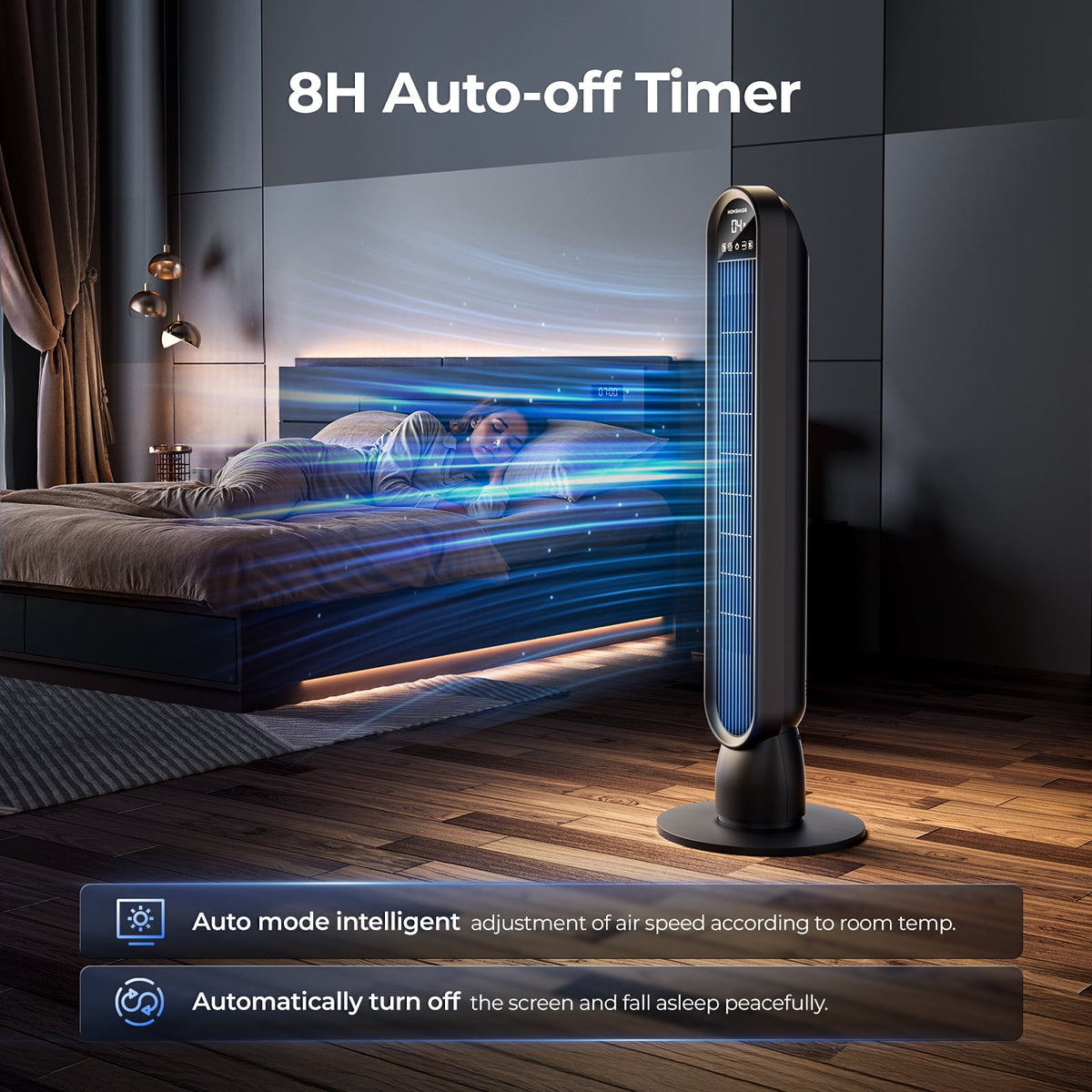 Tower Fan for Home,36" Standing Floor Fan with Remote LED Touchscreen,Patbrela Wide Oscillating Fan,Quiet Home Fan,26 ft/s High Velocity,4 Speeds,4 Modes,8H Timer