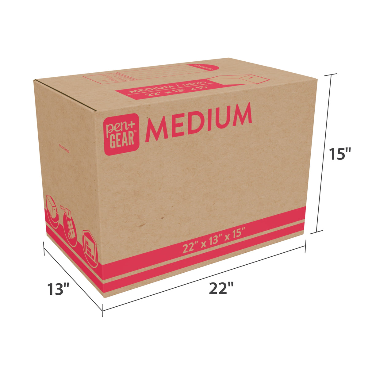 (25 pack) Pen+Gear Medium Moving Box, 22 in. L x 13 in. W x 15 in. H, Kraft