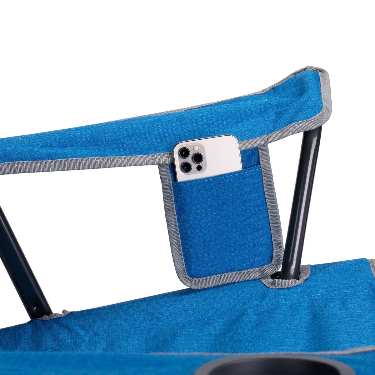 GCI Outdoor Comfort Quad Lightweight Folding Camping Chair with Carry Bag, Heathered Royal