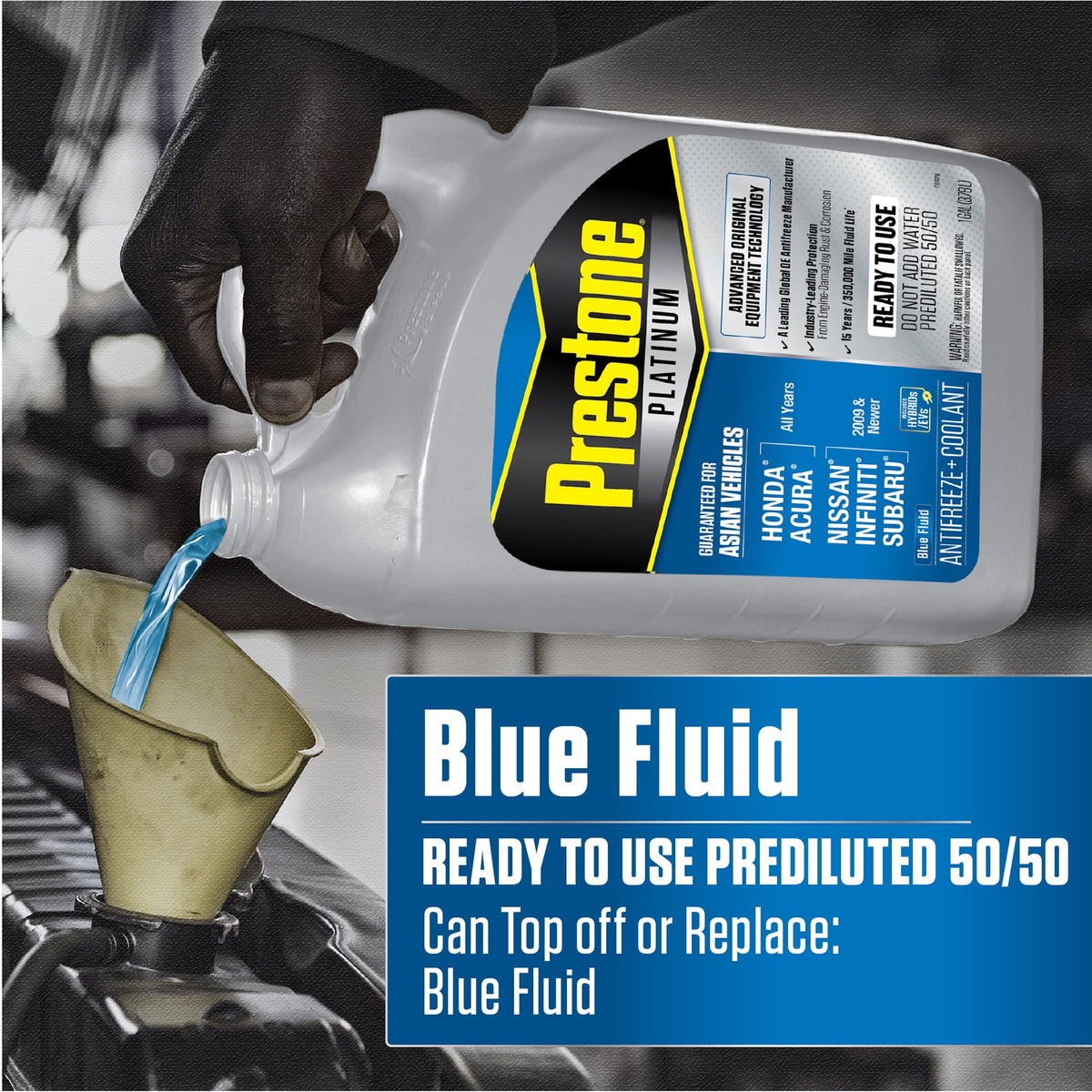 (2 pack) Prestone Platinum Asian Blue Antifreeze + Coolant, Ready-to-Use, Prediluted 50/50, 1 Gallon