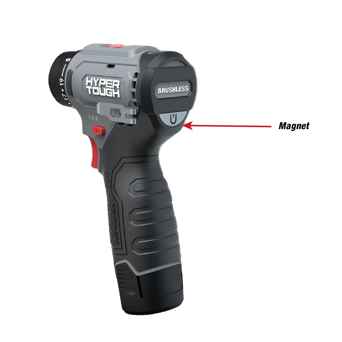 Hyper Tough 12V Max Lithium-Ion 4-in-1 Multi-Head Cordless Power Drill with 2.0Ah Battery and USB-C Charging Cable