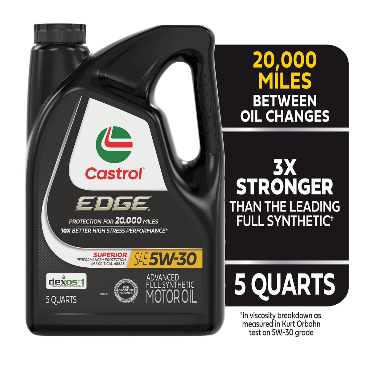 Castrol EDGE 5W-30 Advanced Full Synthetic Motor Oil, 5 Quarts RFID