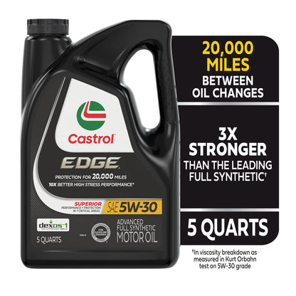 Castrol EDGE 5W-30 Advanced Full Synthetic Motor Oil, 5 Quarts RFID