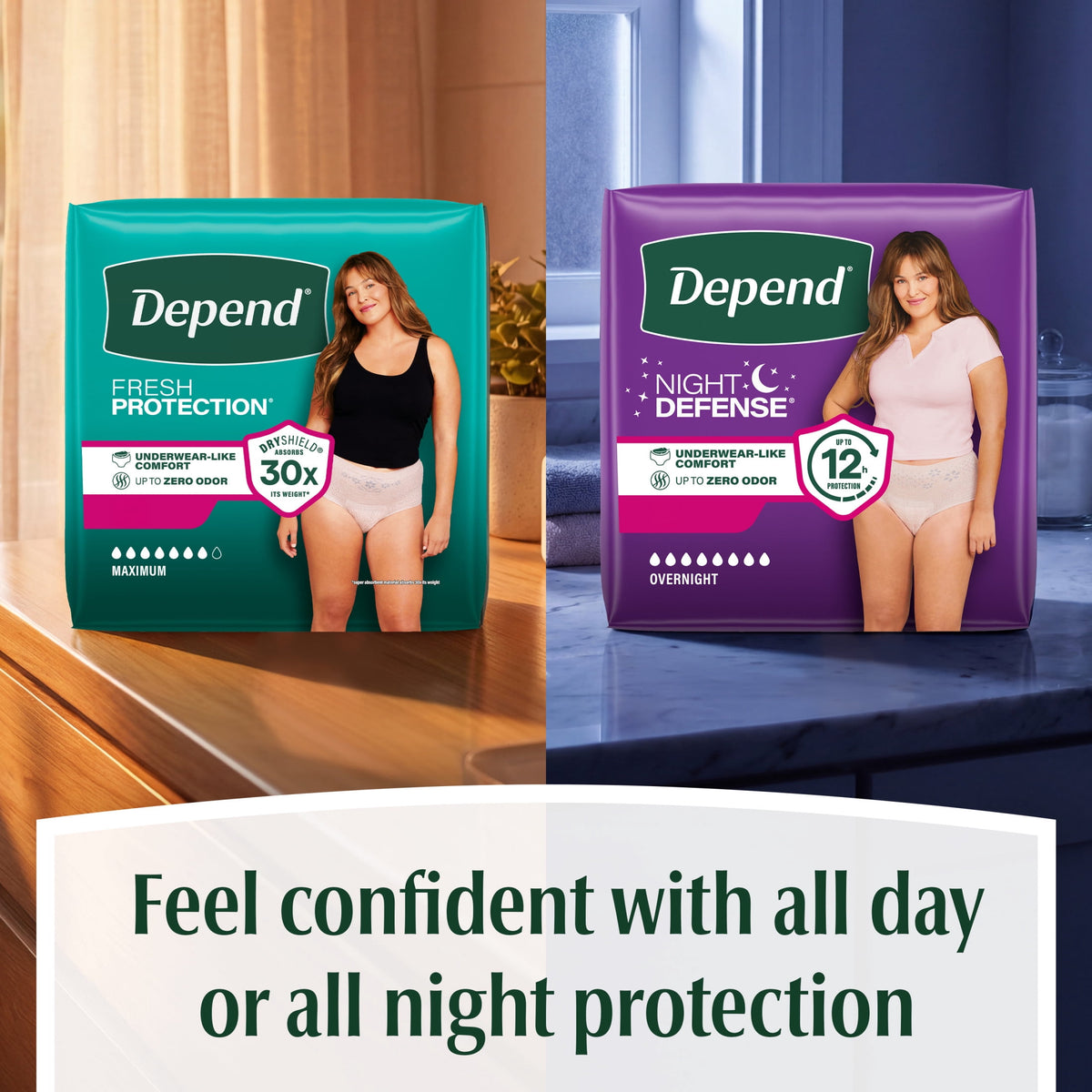 Depend Fresh Protection Incontinence Underwear for Women, Adult Diapers, M (76 Count)