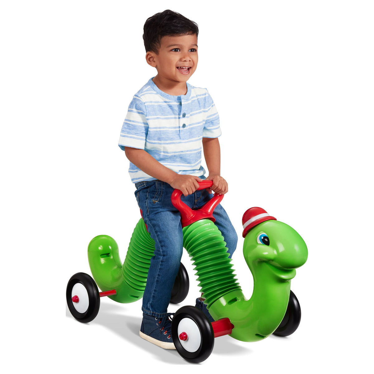 Radio Flyer Inchworm - Classic Bounce and Go Toddler Ride-On Toy, Green Inchworm Character with Maximum Load Capacity of 50lbs