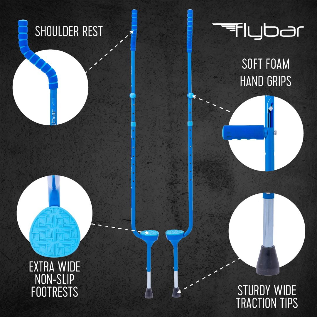Flybar Master Walking Stilts For Kids Ages 9 & up, Adjustable, up to 200 lbs- Blue