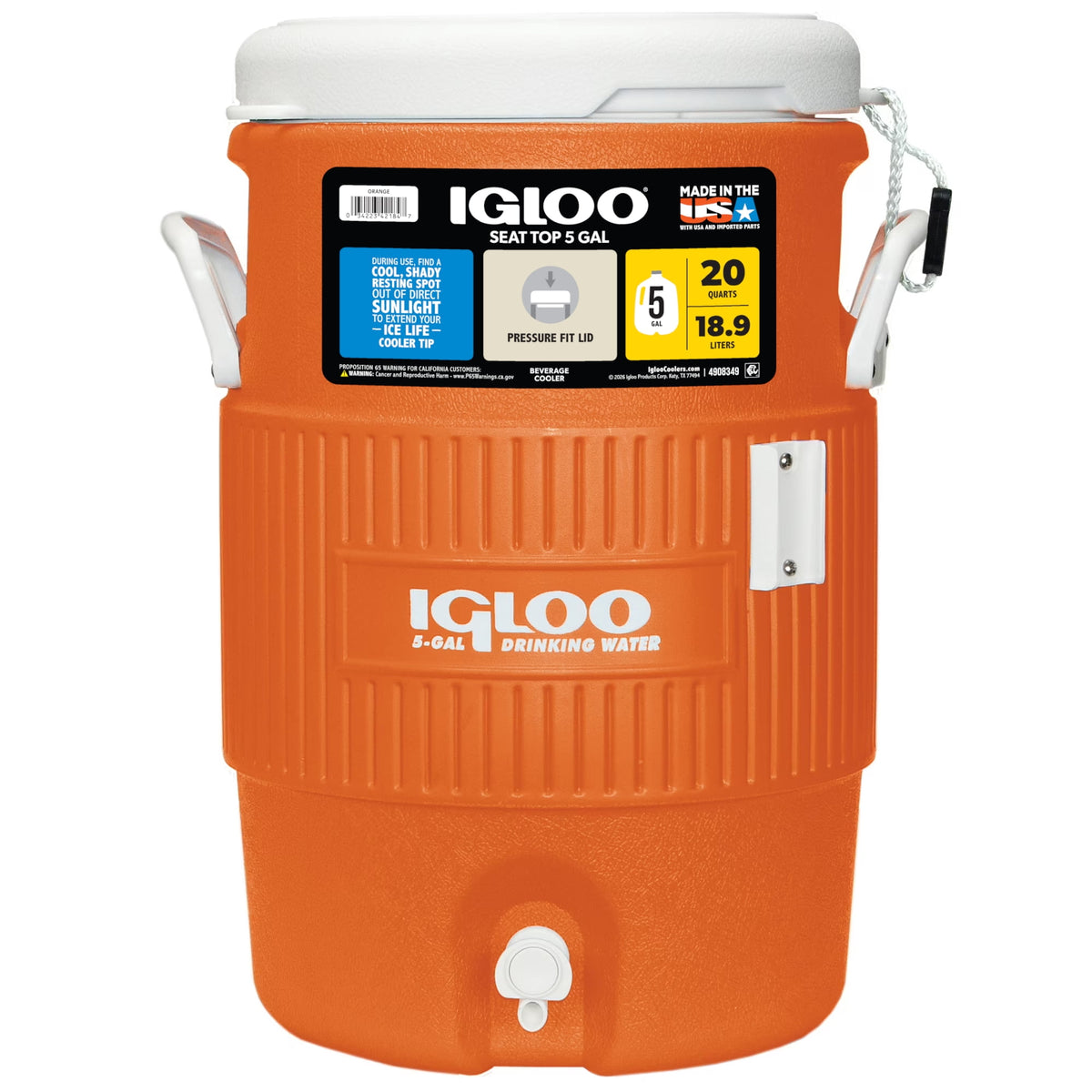 Igloo 5 Gallon Heavy-Duty Beverage Cooler, Orange