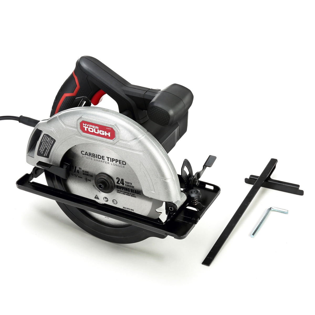 Hyper Tough 12 Amp 7-1/4 in Corded Circular Saw with Steel Shoe and Adjustable Bevel