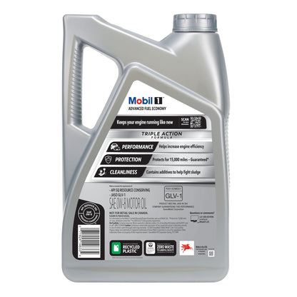 Mobil 1 Advanced Fuel Economy Full Synthetic Motor Oil 0W-8, 5 Quart