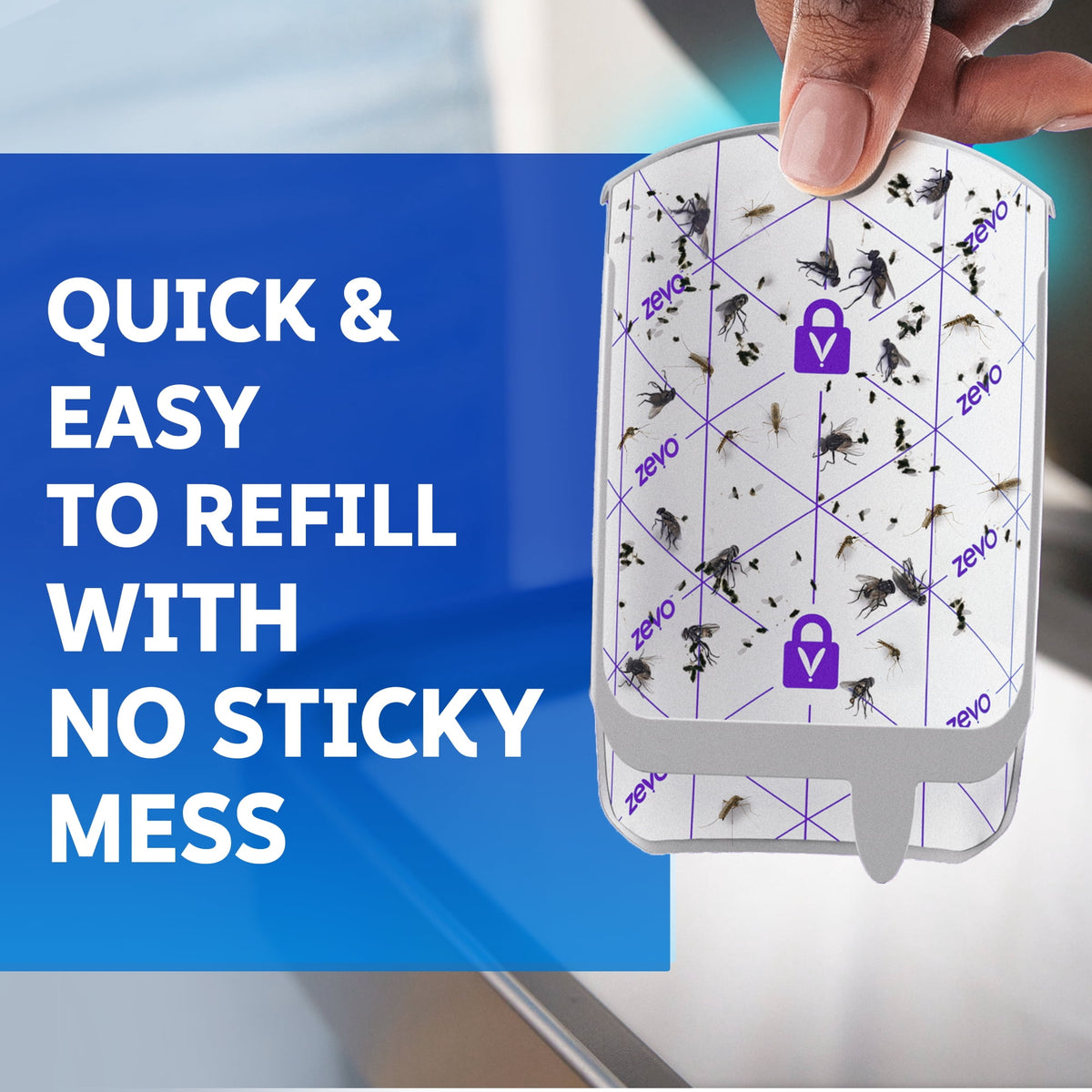 Zevo Max Flying Insect Indoor Fly Trap: Easy, Mess-Free Solution - Light Trap Catches & Kills House Flies, Fruit Flies, Gnats, & More (1 Plug in Device & 2 Cartridges)