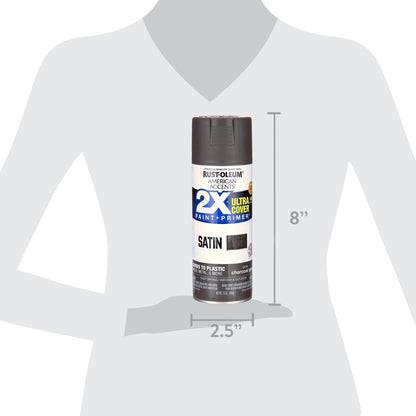 (6 pack) Charcoal Gray, Rust-Oleum American Accents 2X Ultra Cover Satin Spray Paint-342064, 12 oz