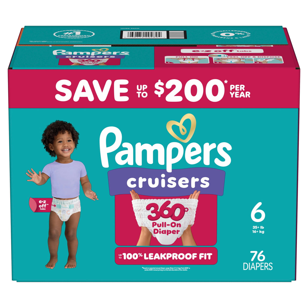 Pampers Cruisers 360 Baby Diapers Size 6, 76 Count (Select for More Options)