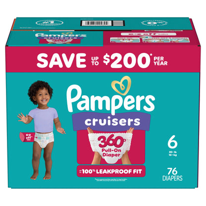 Pampers Cruisers 360 Baby Diapers Size 6, 76 Count (Select for More Options)
