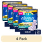 (4 pack) Always Maxi Overnight Pads with Wings, Size 6, 21