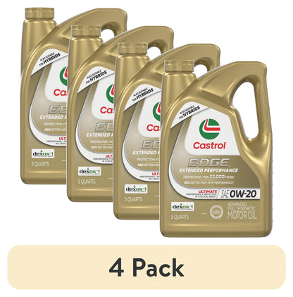 Castrol EDGE Extended Performance 0W-20 Advanced Full Synthetic Motor Oil, 5 Quarts