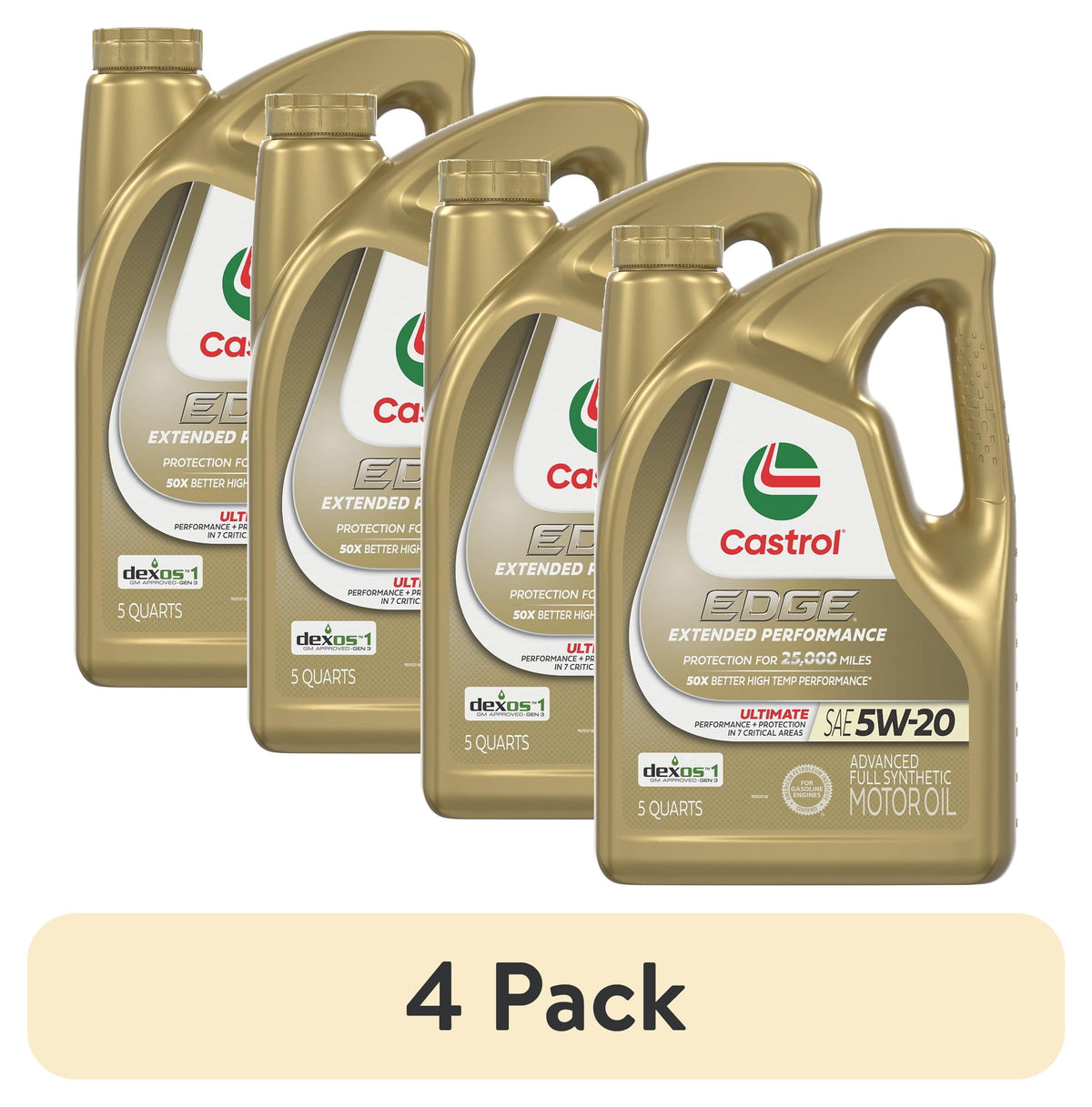 Castrol EDGE Extended Performance 5W-20 Advanced Full Synthetic Motor Oil, 5 Quarts