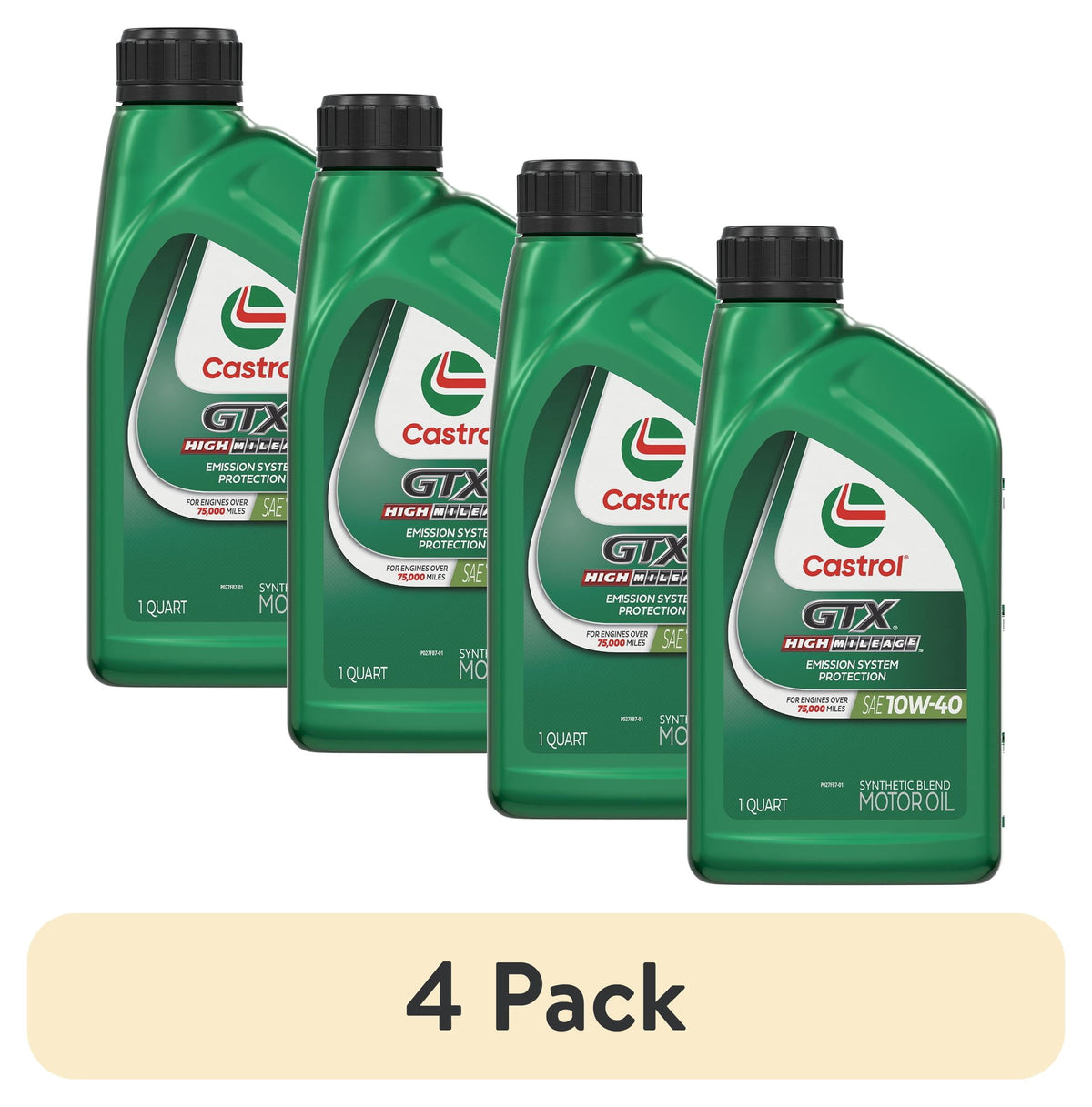 (5 pack) Castrol GTX High Mileage 10W-40 Synthetic Blend Motor Oil, 1 Quart