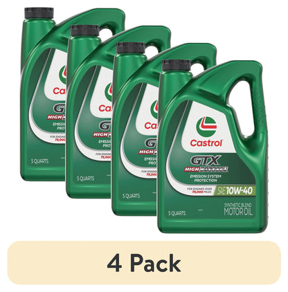 Castrol GTX High Mileage 10W-40 Synthetic Blend Motor Oil, 5 Quarts
