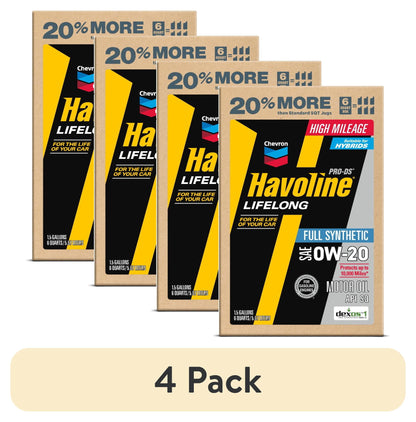 Chevron Havoline Lifelong 0W-20 Full Synthetic Motor Oil, 6 Quarts (Smart Change Box)