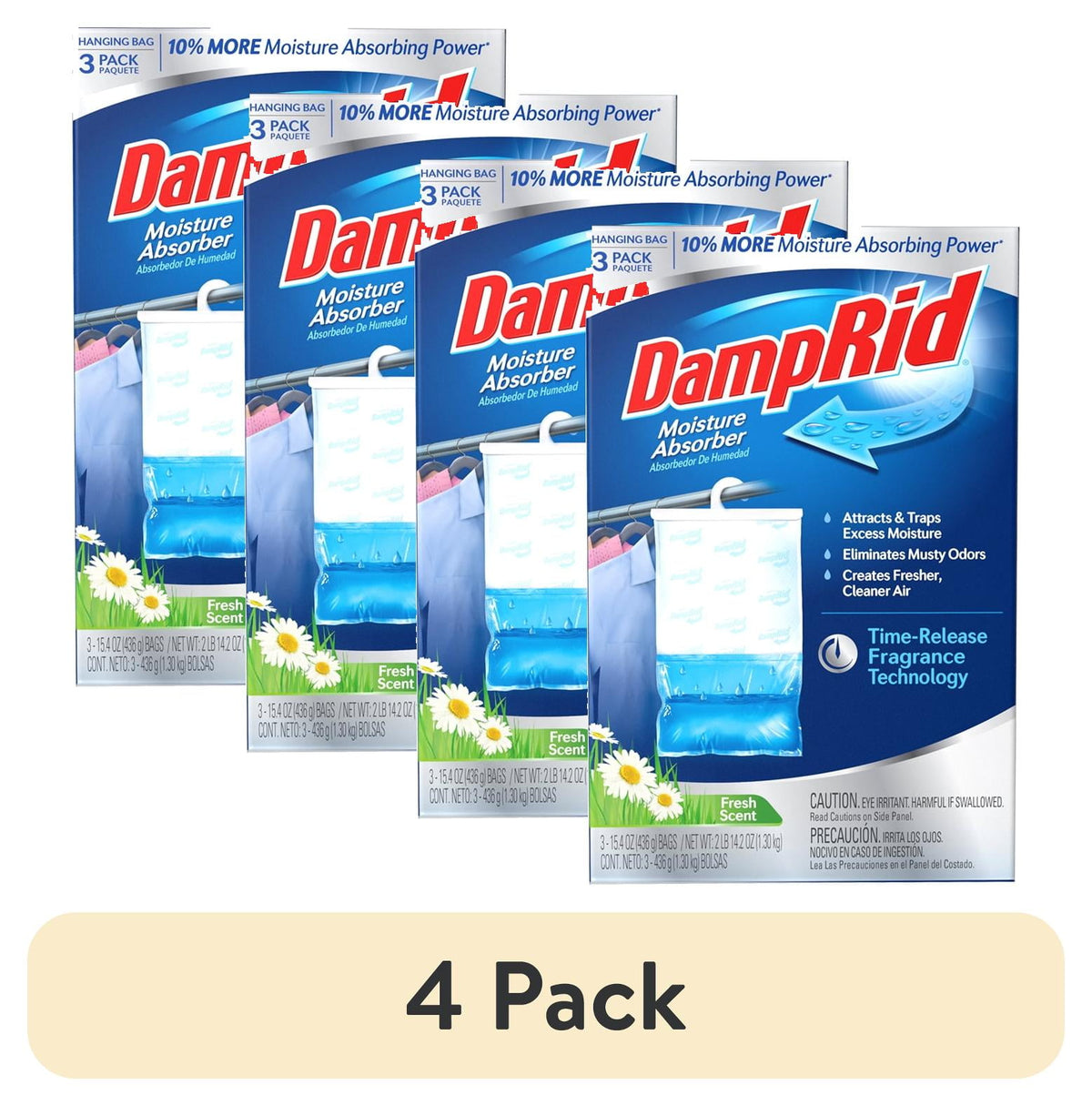 (4 pack) DampRid Fresh Scent Hanging Moisture Absorbers, 3 Count