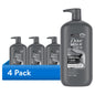 (4 pack) Dove Men+Care Body And Face Scrub Body Wash For Men Charcoal + Clay With 24-Hour Nourishing Micromoisture Technology, 30 fl oz