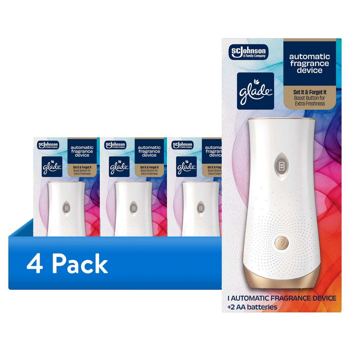 (4 pack) Glade Automatic Spray Holder, Battery-Operated Air Freshener, 10.2 oz