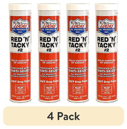 (4 pack) Lucas 10005 Red N Tacky EP Grease Multi-Purpose Lubricant 14 Oz